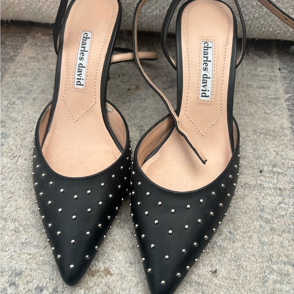 Charles David Black Studded Heels